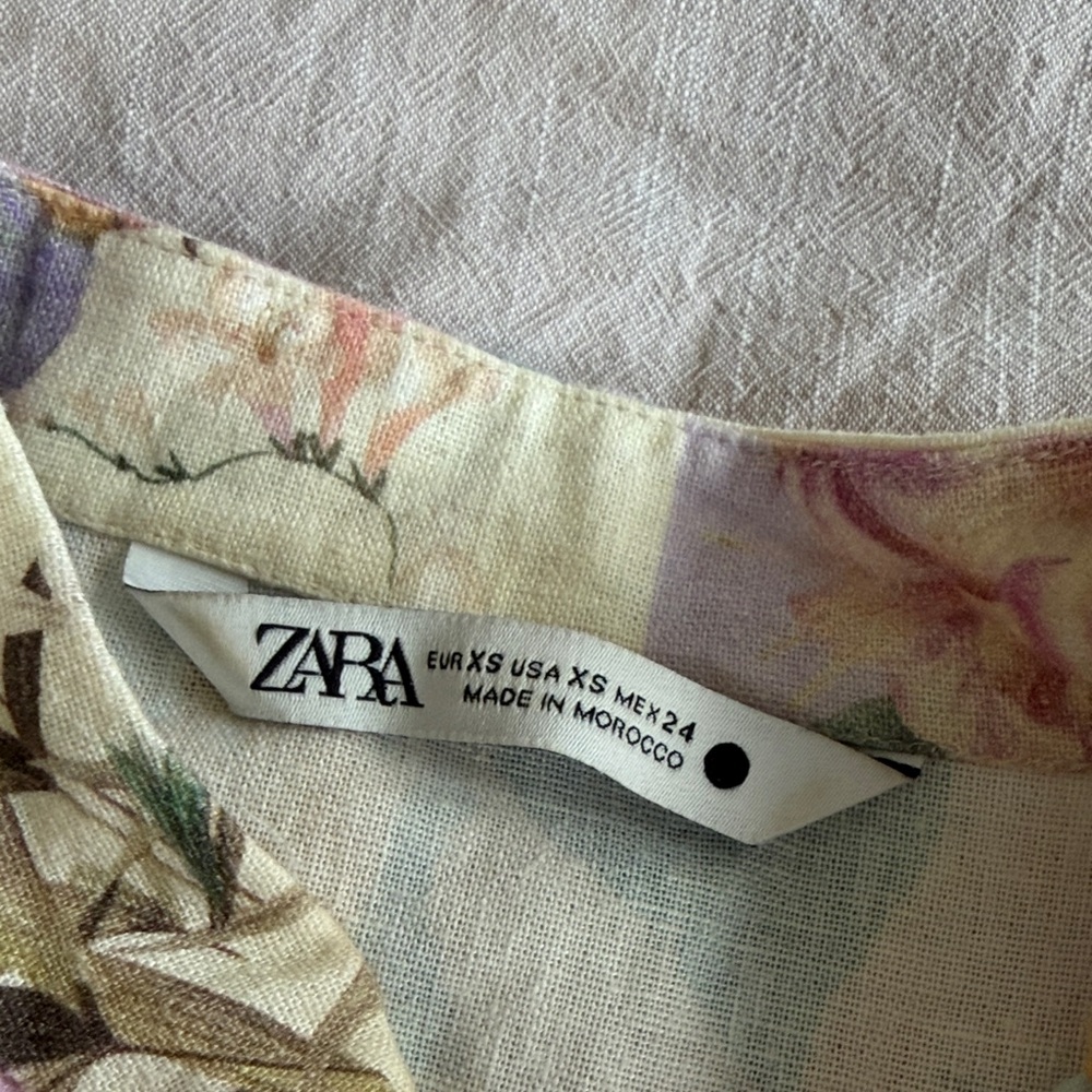 Zara Button-Front Belted Dress in Pastel Multi - Picture 2 of 2